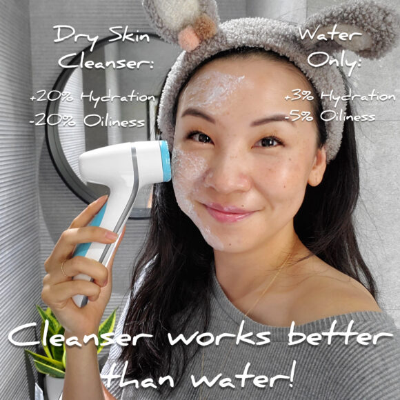 Is washing with water less drying than with cleanser?